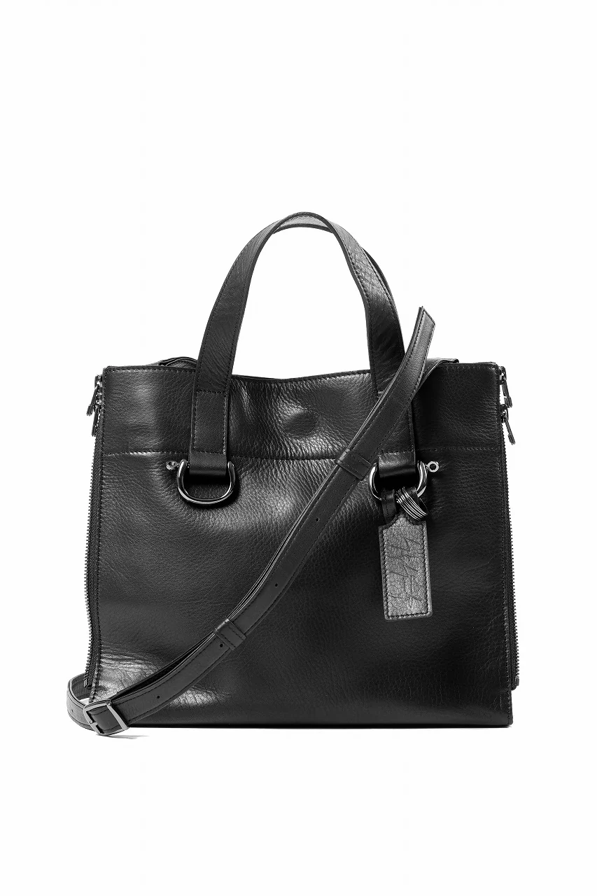 discord Yohji Yamamoto ZIPPER SHOULDER BAG / SOFT SHRINK COW LEATHER (BLACK)