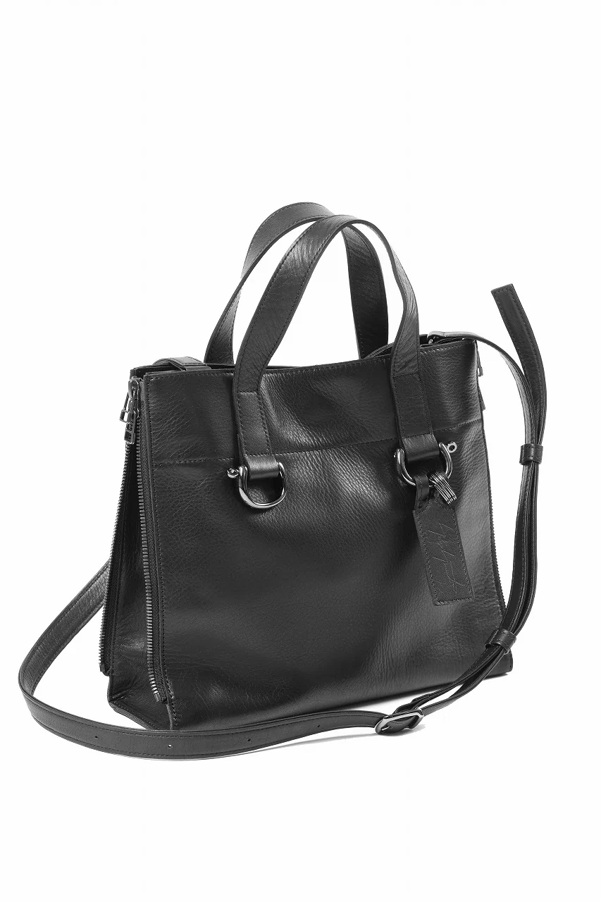 discord Yohji Yamamoto ZIPPER SHOULDER BAG / SOFT SHRINK COW LEATHER (BLACK) - Image 2