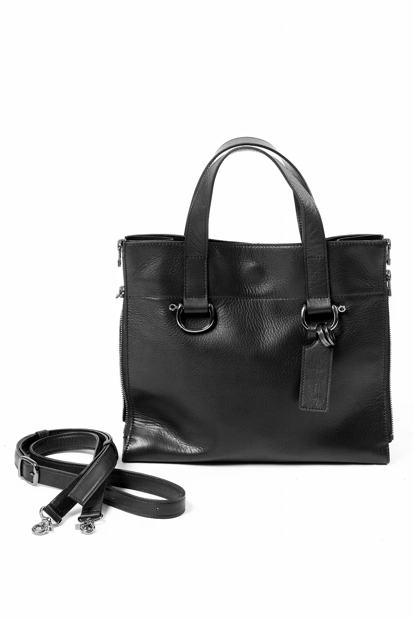 discord Yohji Yamamoto ZIPPER SHOULDER BAG / SOFT SHRINK COW LEATHER (BLACK) - Image 5