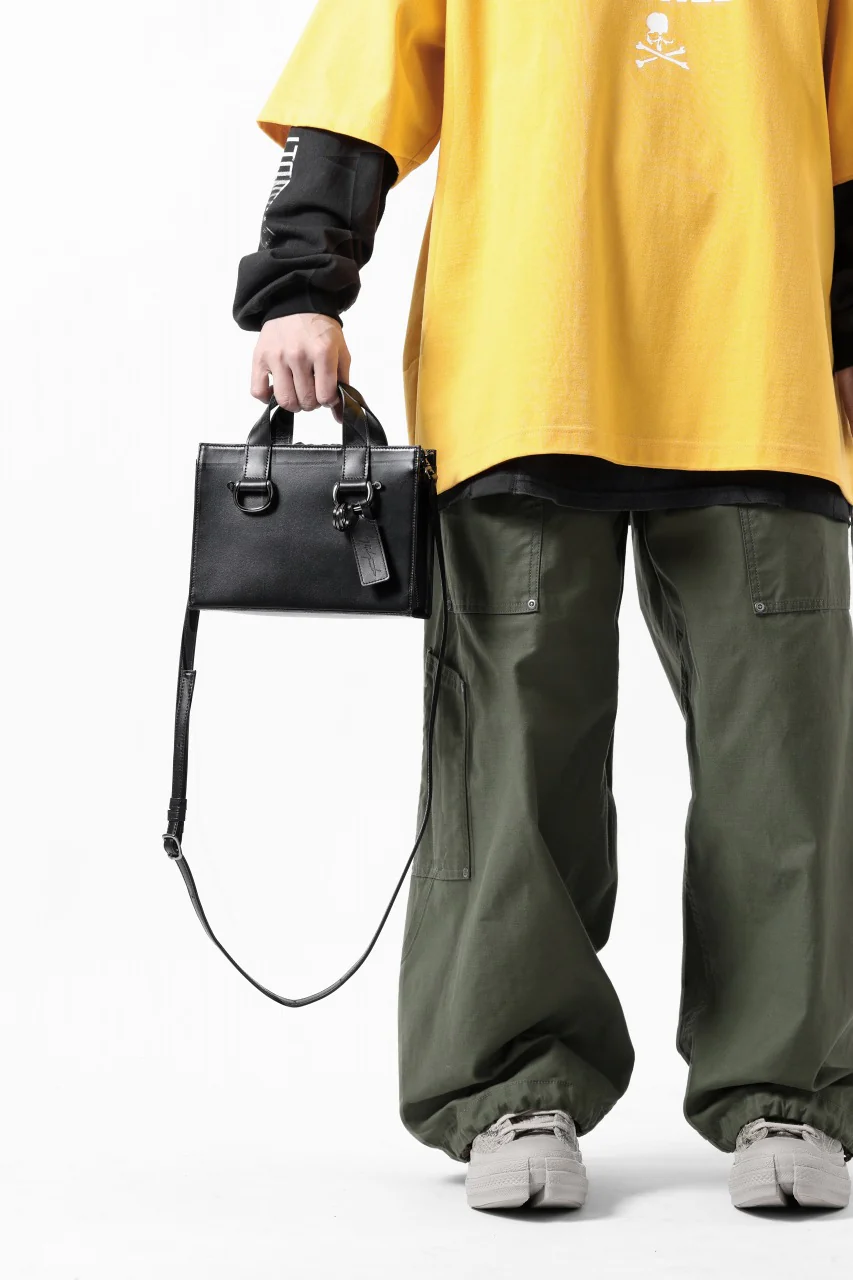 discord Yohji Yamamoto Zipper Tote Bag (Mini) / Cow Skin Leather (BLACK) - Image 12