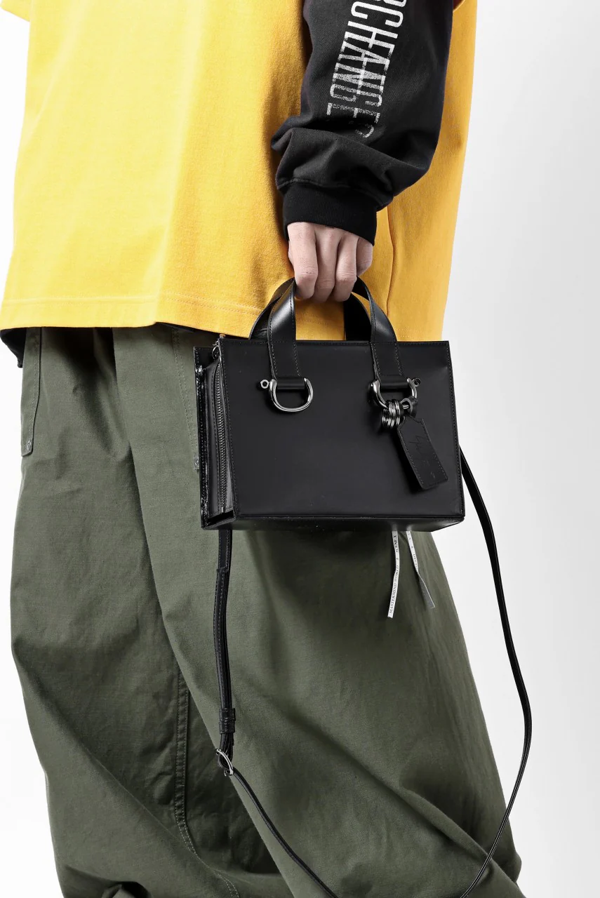 discord Yohji Yamamoto Zipper Tote Bag (Mini) / Cow Skin Leather (BLACK) - Image 16
