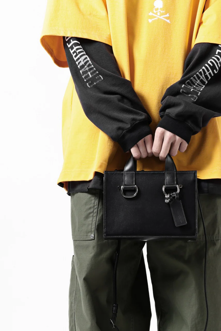 discord Yohji Yamamoto Zipper Tote Bag (Mini) / Cow Skin Leather (BLACK) - Image 17