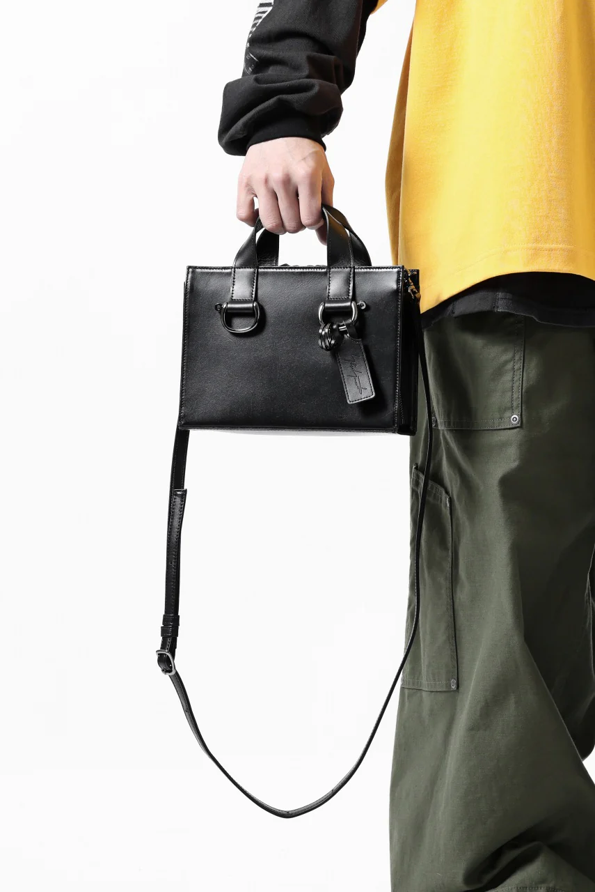 discord Yohji Yamamoto Zipper Tote Bag (Mini) / Cow Skin Leather (BLACK) - Image 18