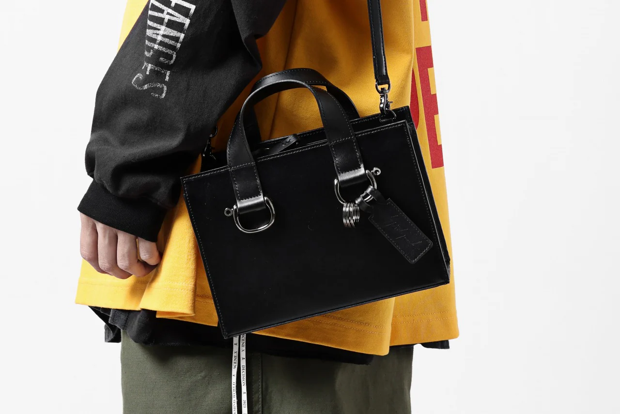 discord Yohji Yamamoto Zipper Tote Bag (Mini) / Cow Skin Leather (BLACK) - Image 24