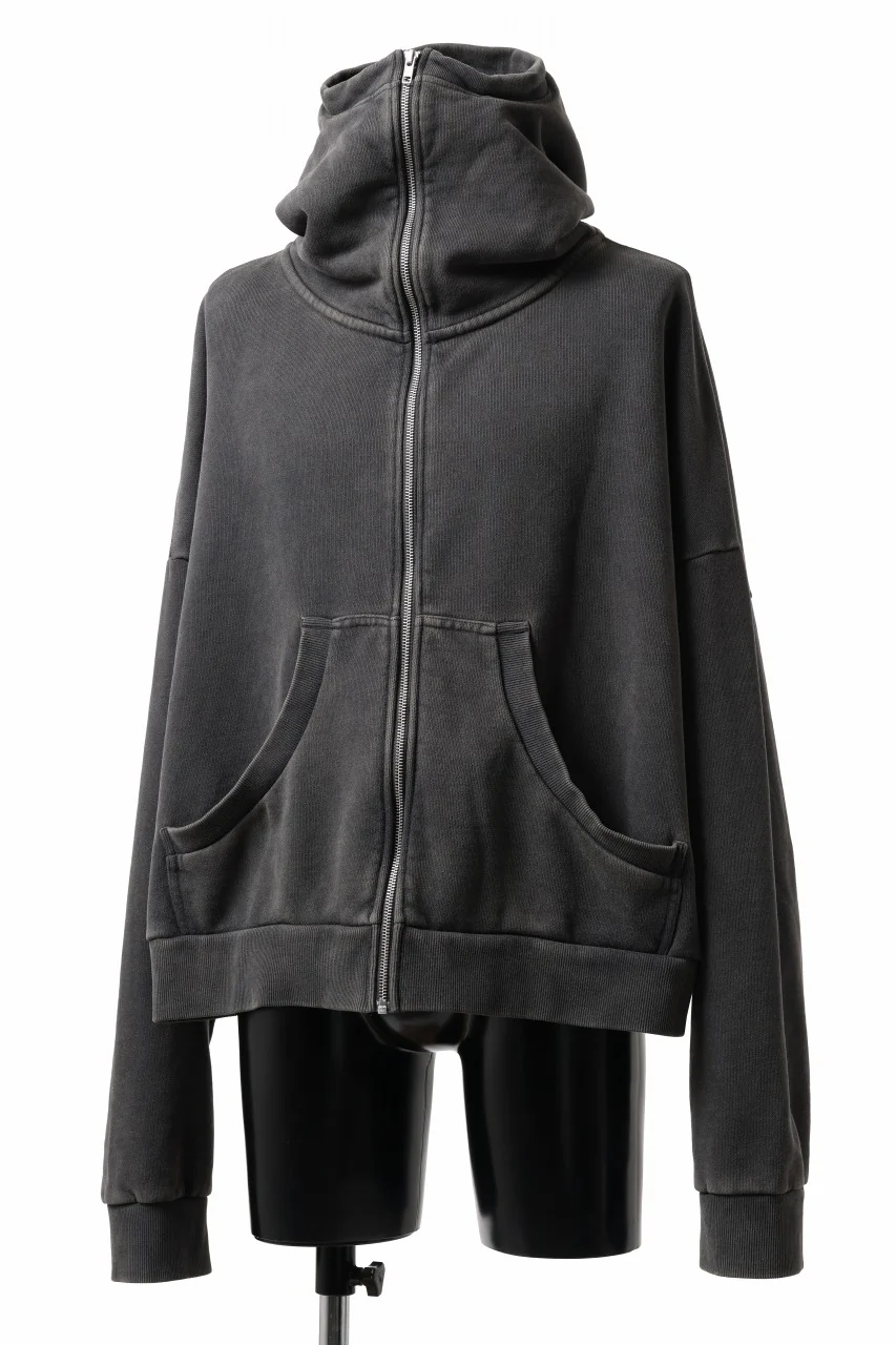 entire studios FULL ZIP SWEAT PARKA (WASHED BLACK) - Image 2