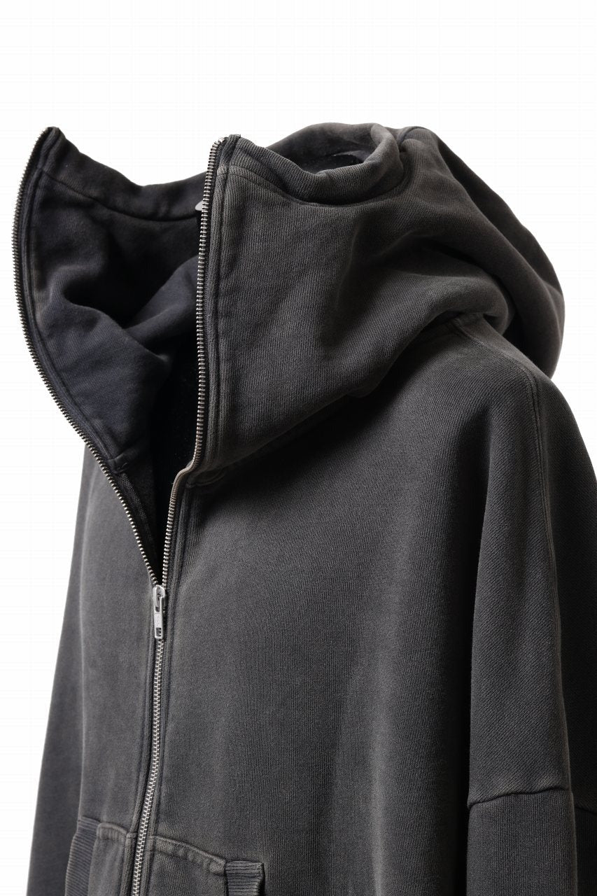 entire studios FULL ZIP SWEAT PARKA (WASHED BLACK) - Image 17