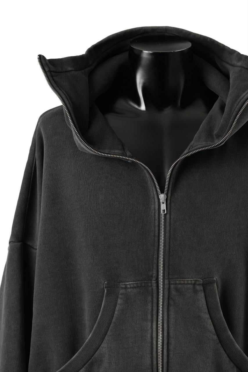 entire studios FULL ZIP SWEAT PARKA (WASHED BLACK) - Image 6