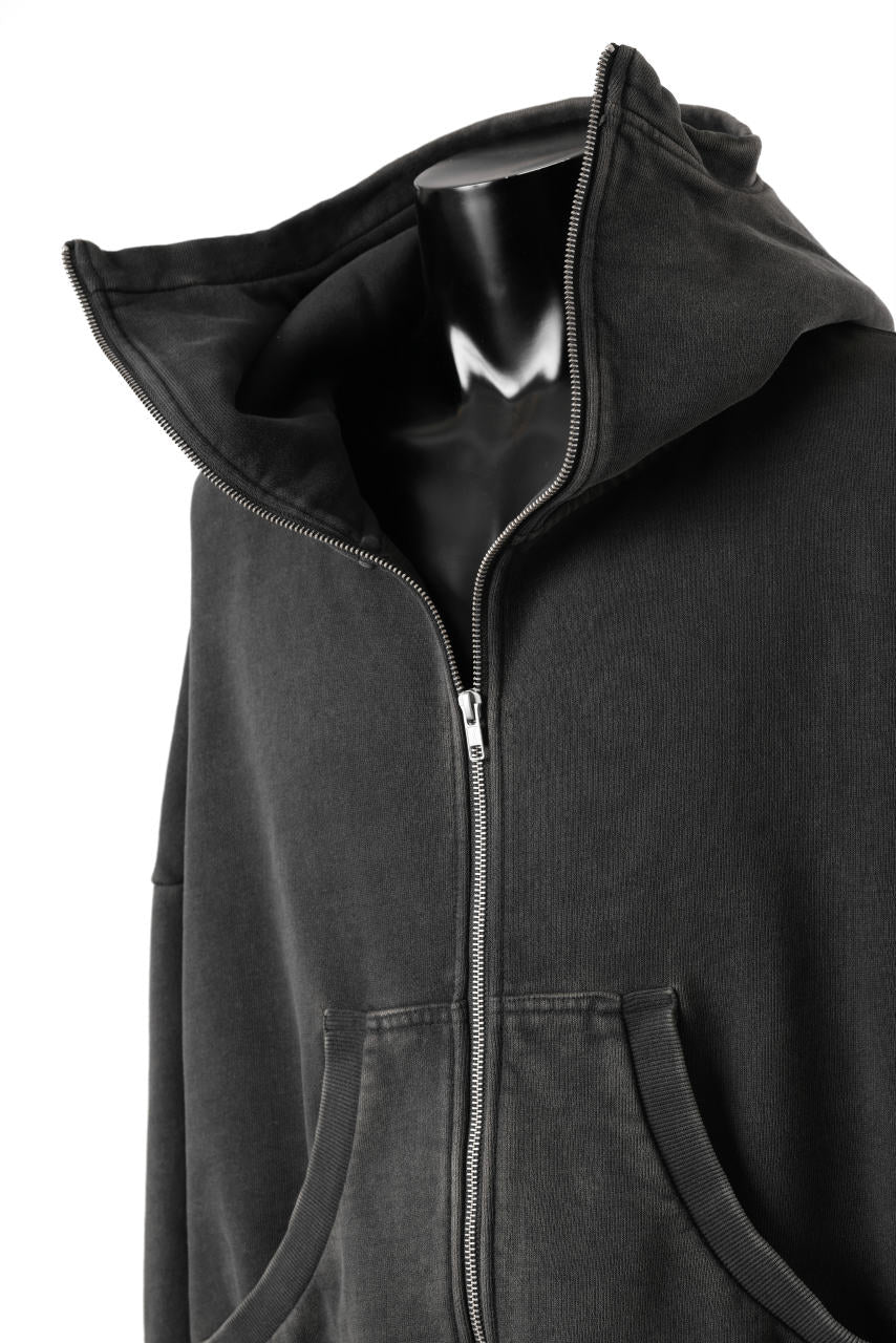 entire studios FULL ZIP SWEAT PARKA (WASHED BLACK) - Image 9