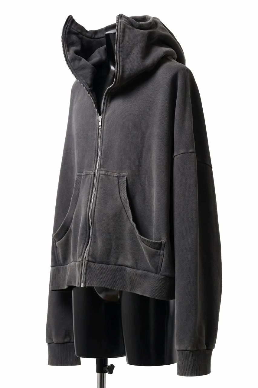 entire studios FULL ZIP SWEAT PARKA (WASHED BLACK) - Image 4