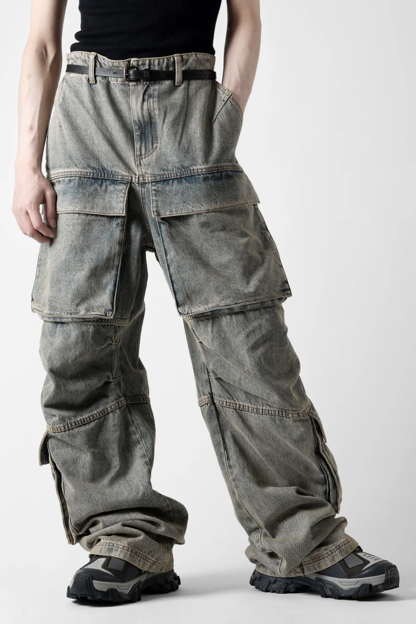 entire studios HEAVY DENIM CARGO TROUSERS (SURFACE WAVE) - Image 3