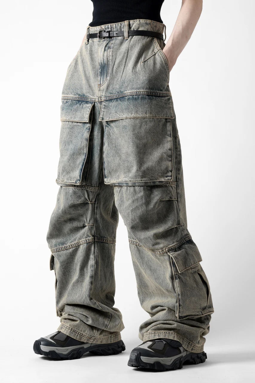 entire studios HEAVY DENIM CARGO TROUSERS (SURFACE WAVE) - Image 4