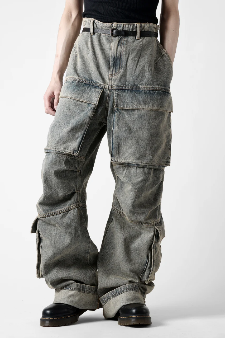 entire studios HEAVY DENIM CARGO TROUSERS (SURFACE WAVE) - Image 9