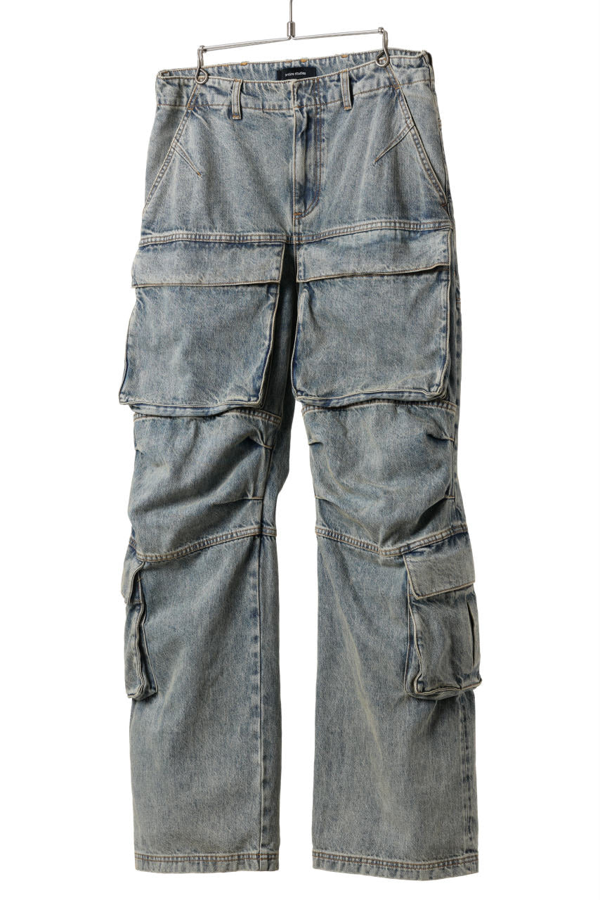 entire studios HEAVY DENIM CARGO TROUSERS (SURFACE WAVE) - Image 2