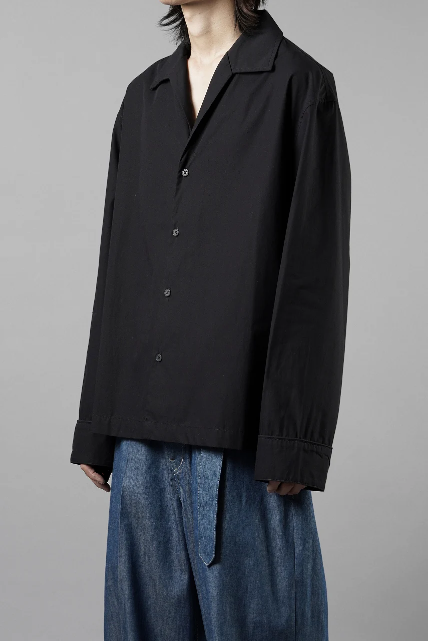 entire studios LS OPEN COLLAR SHIRT (BLACK) - Image 4