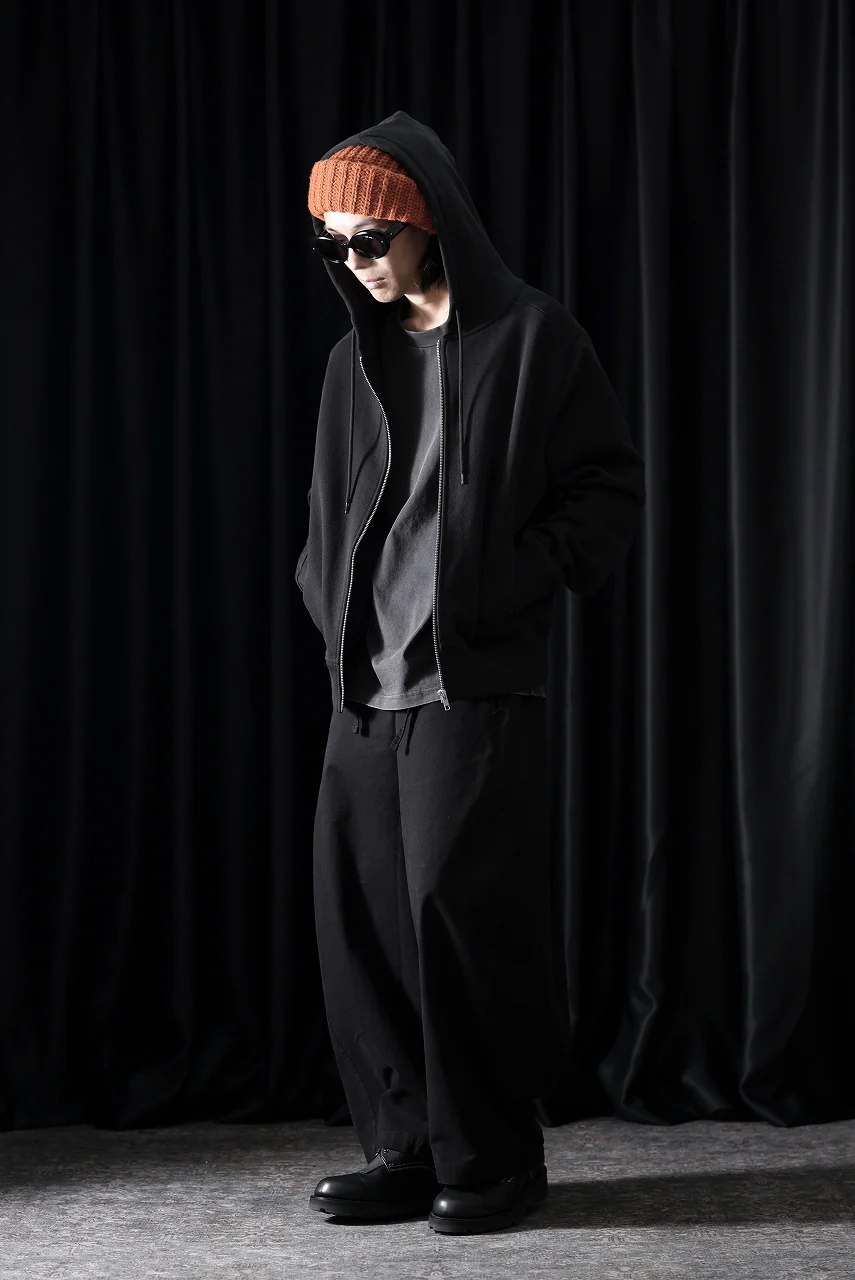 entire studios SLIM ZIP UP SWEAT PARKA (BLACK) - Image 3