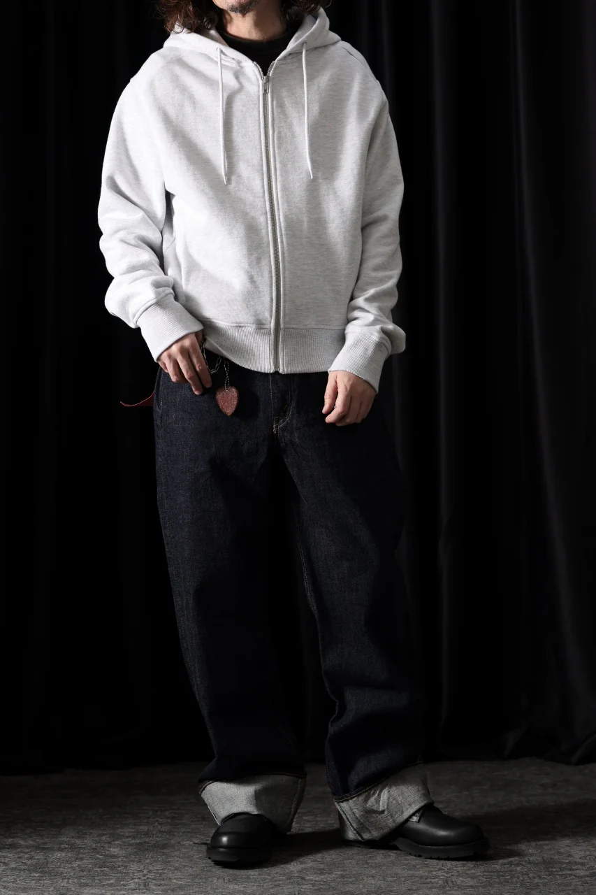 entire studios SLIM ZIP UP SWEAT PARKA (HEATHER GREY) - Image 3