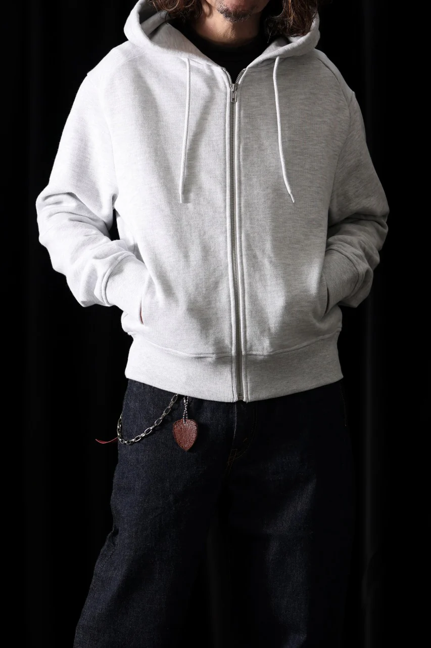 entire studios SLIM ZIP UP SWEAT PARKA (HEATHER GREY) - Image 8