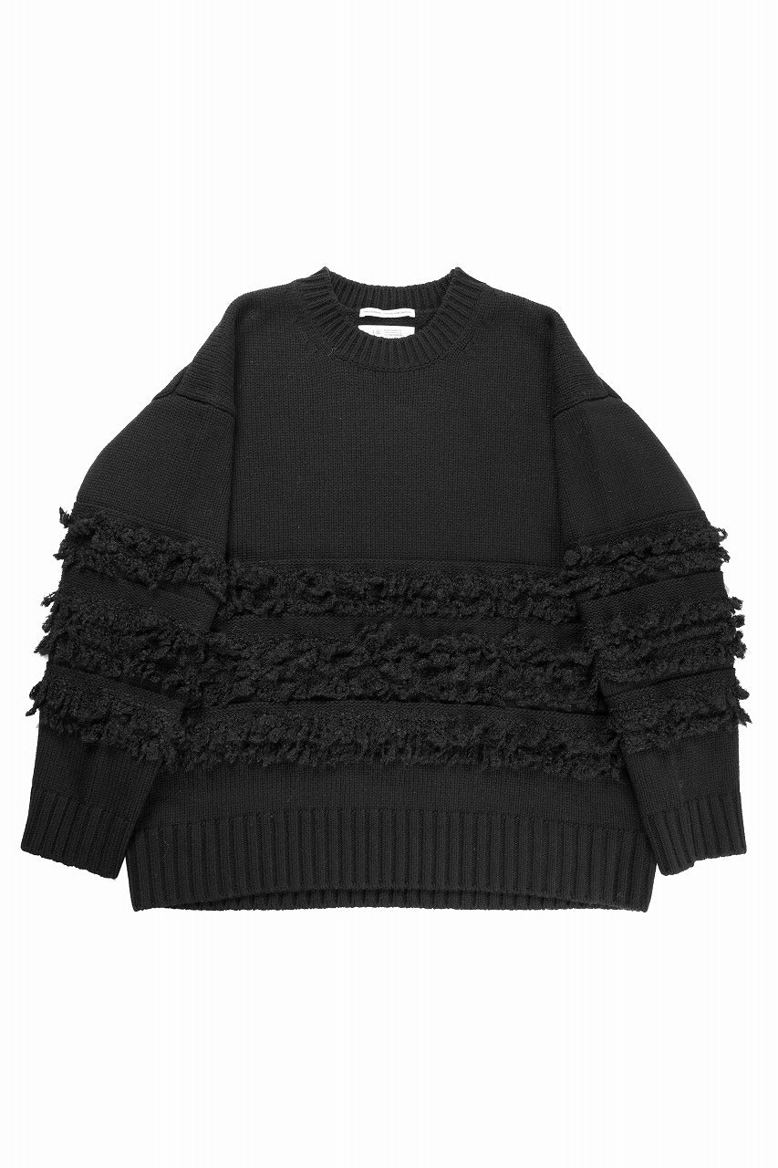 F/CE. DUAL TEXTURE SHIFTED LINES KNIT (BLACK)