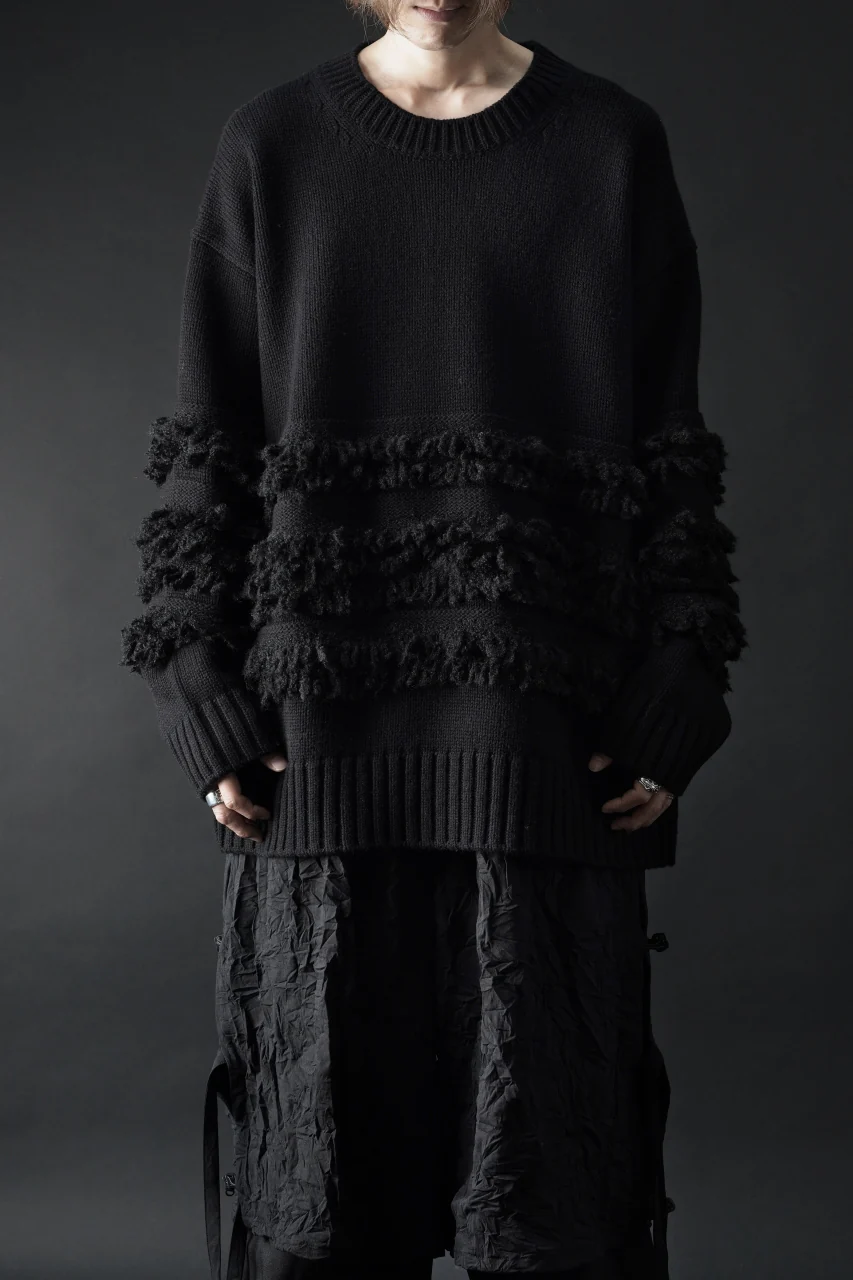 F/CE. DUAL TEXTURE SHIFTED LINES KNIT (BLACK) - Image 11