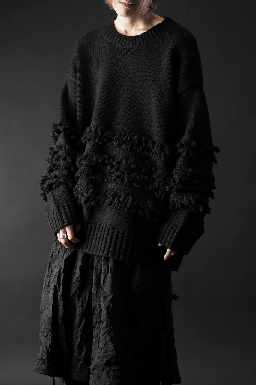 F/CE. DUAL TEXTURE SHIFTED LINES KNIT (BLACK) - Image 13