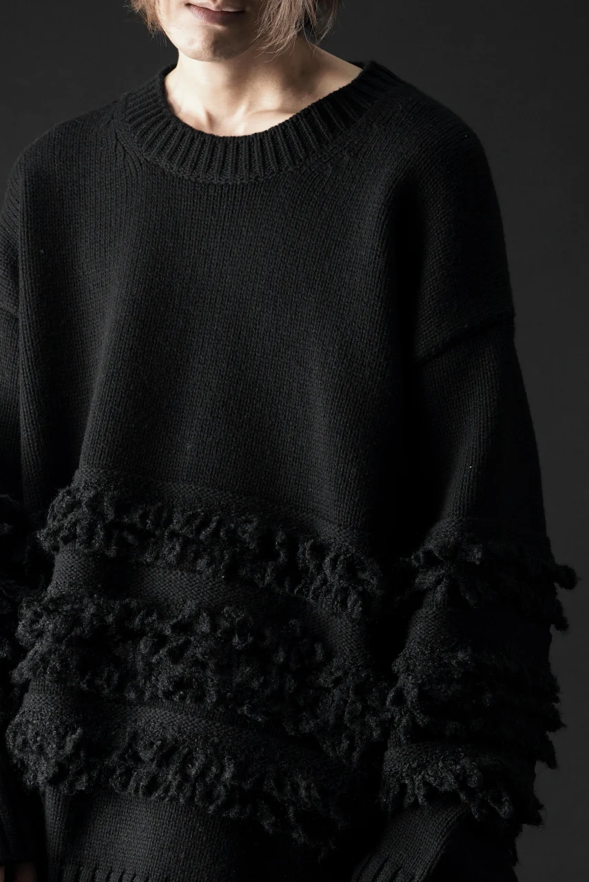 F/CE. DUAL TEXTURE SHIFTED LINES KNIT (BLACK) - Image 18