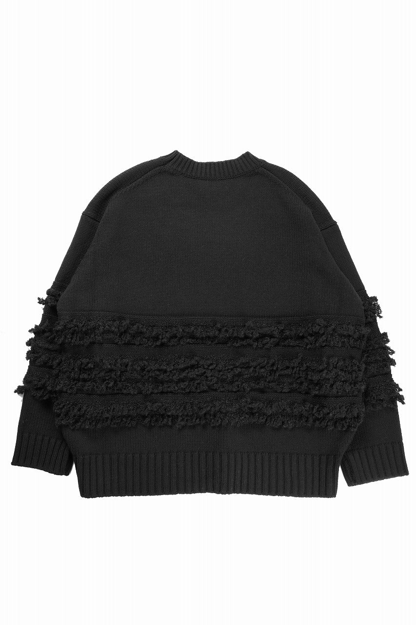 F/CE. DUAL TEXTURE SHIFTED LINES KNIT (BLACK) - Image 2