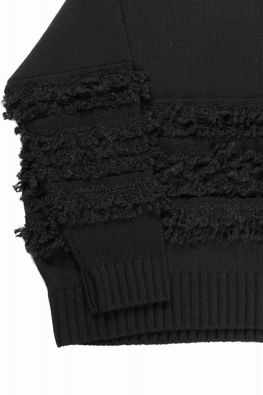 F/CE. DUAL TEXTURE SHIFTED LINES KNIT (BLACK) - Image 5