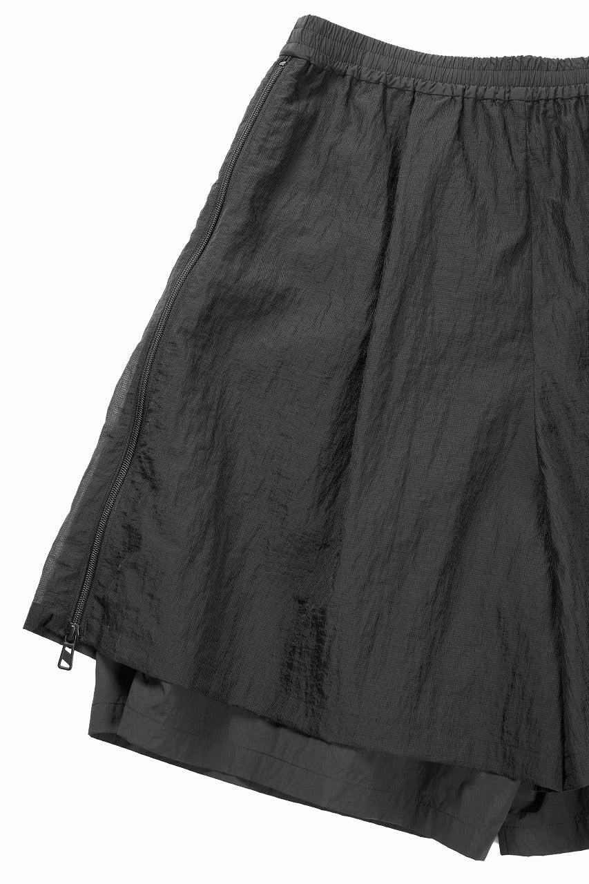 F/CE. MESH LAYERED WIDE SHORT PANTS (BLACK) - Image 7