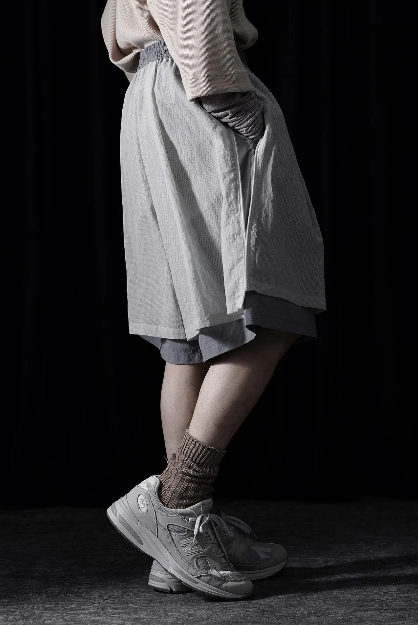 F/CE. MESH LAYERED WIDE SHORT PANTS (Gray) - Image 14