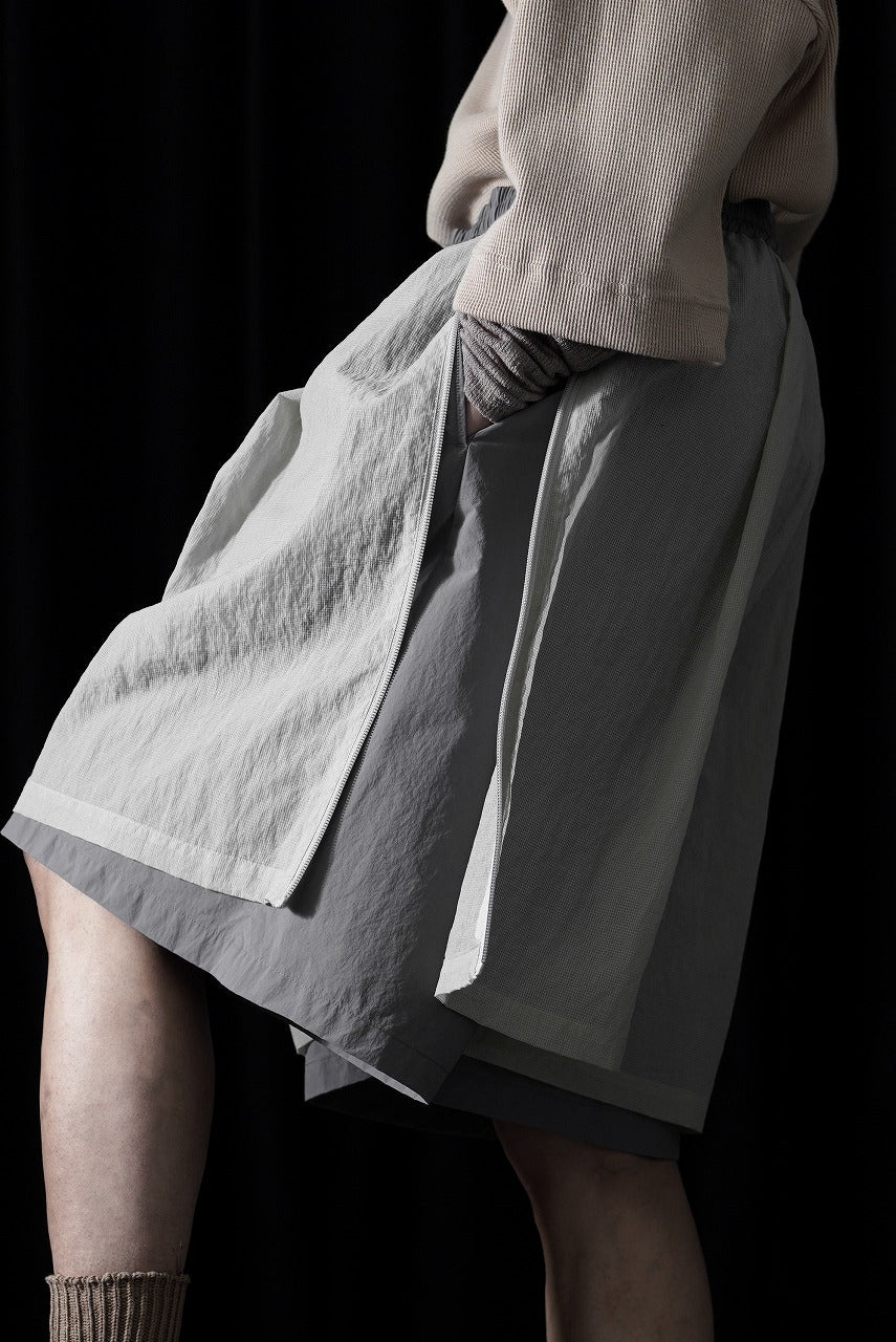 F/CE. MESH LAYERED WIDE SHORT PANTS (Gray) - Image 3