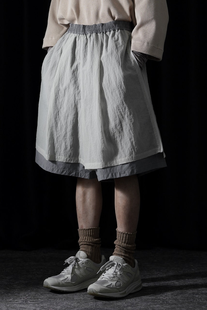 F/CE. MESH LAYERED WIDE SHORT PANTS (Gray) - Image 8