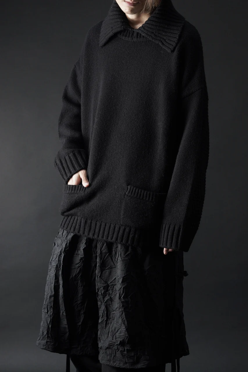 F/CE. REVERSE PATTERN COLLAR KNIT (BLACK) - Image 10