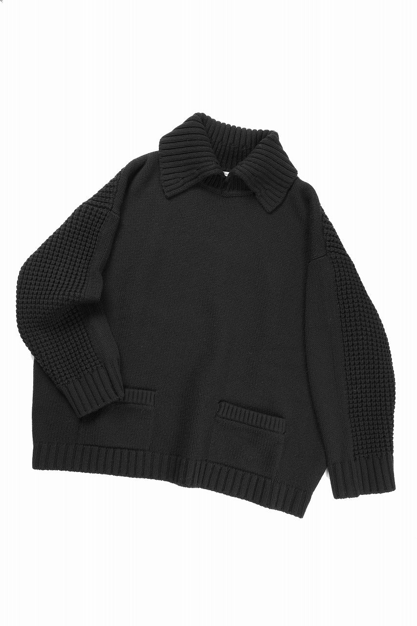 F/CE. REVERSE PATTERN COLLAR KNIT (BLACK) - Image 3