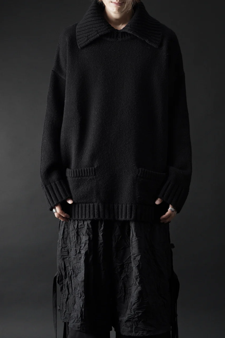 F/CE. REVERSE PATTERN COLLAR KNIT (BLACK) - Image 7