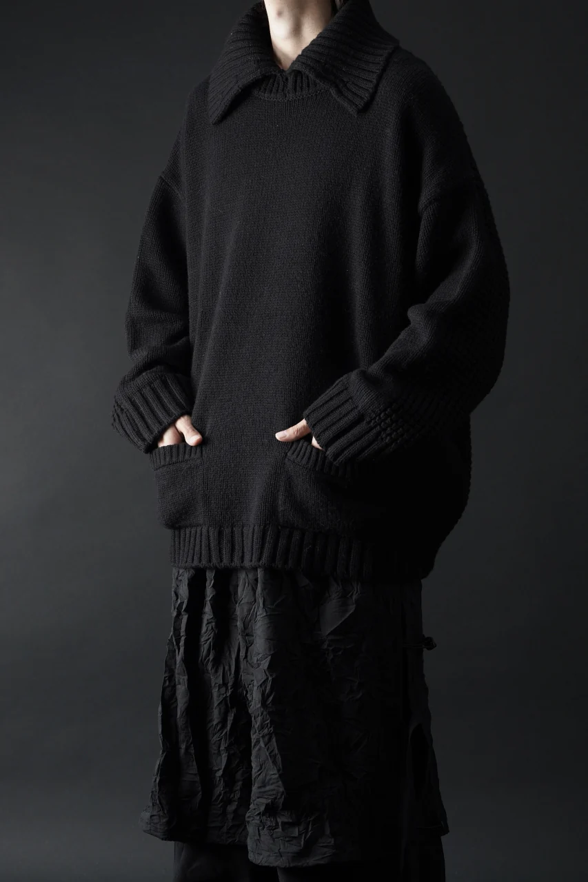 F/CE. REVERSE PATTERN COLLAR KNIT (BLACK) - Image 8