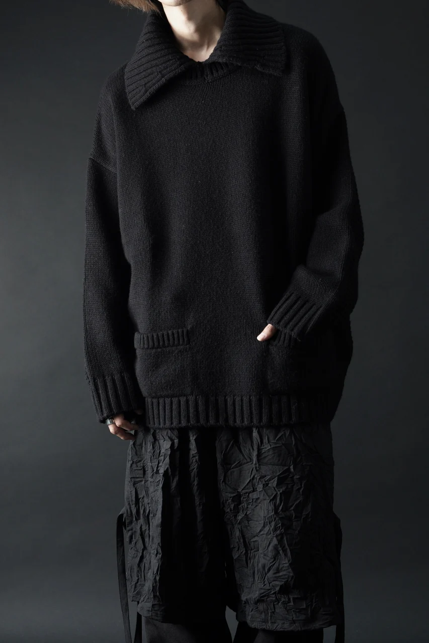 F/CE. REVERSE PATTERN COLLAR KNIT (BLACK) - Image 9