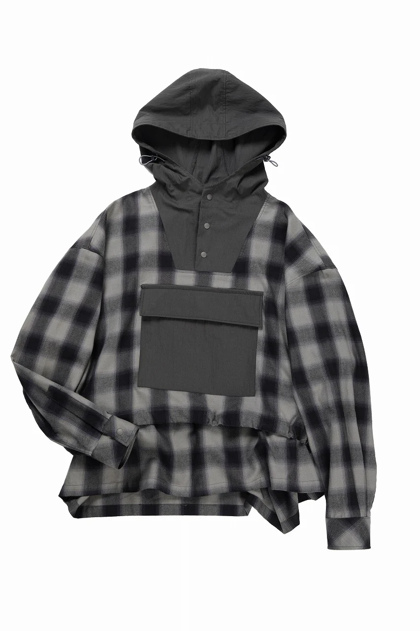 F/CE. WATER-SHIELD CHECK ANORAK SHIRT (GRAY) - Image 4