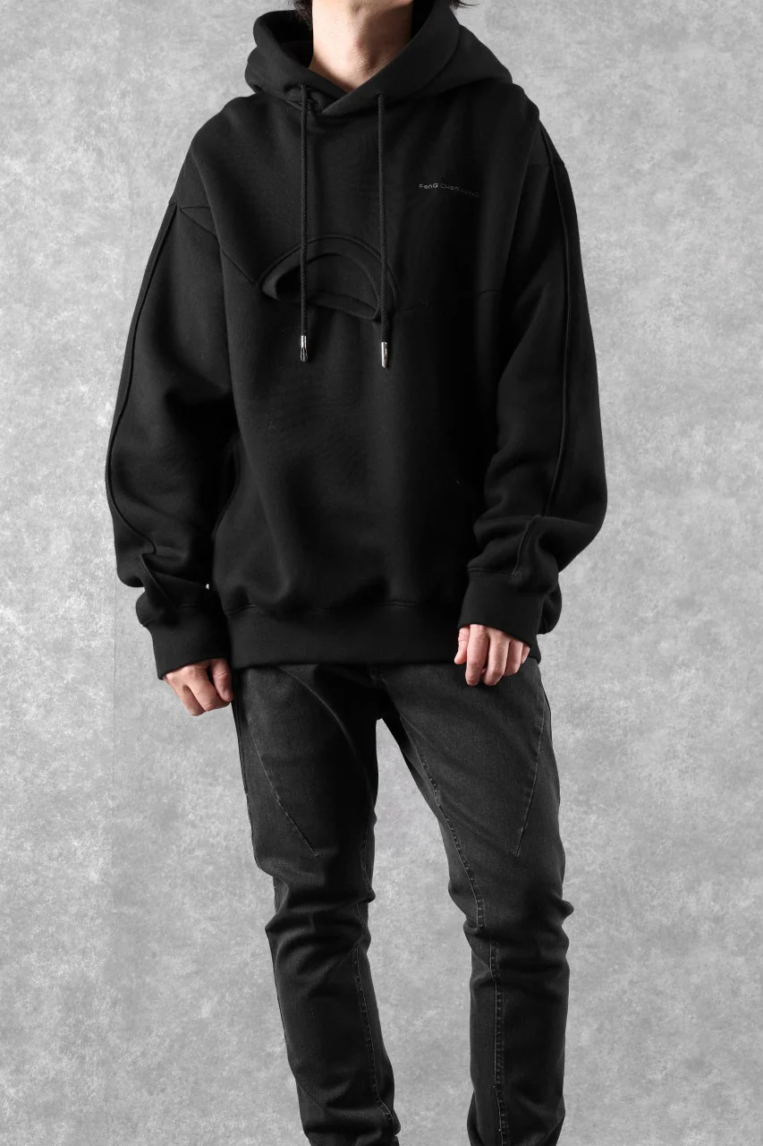 Feng Chen Wang 2 IN 1 HOODIE WITH FELTED BACKING (BLACK) - Image 16