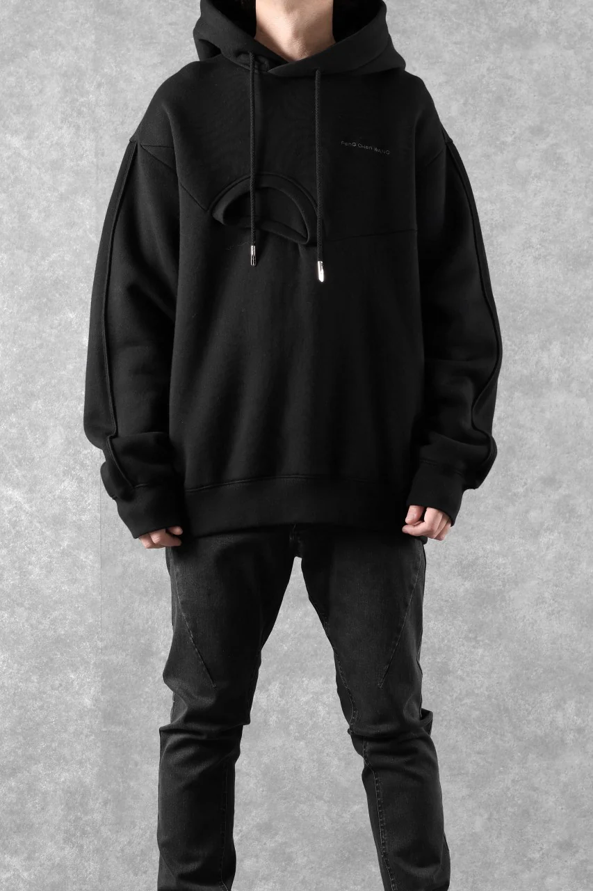 Feng Chen Wang 2 IN 1 HOODIE WITH FELTED BACKING (BLACK) - Image 17