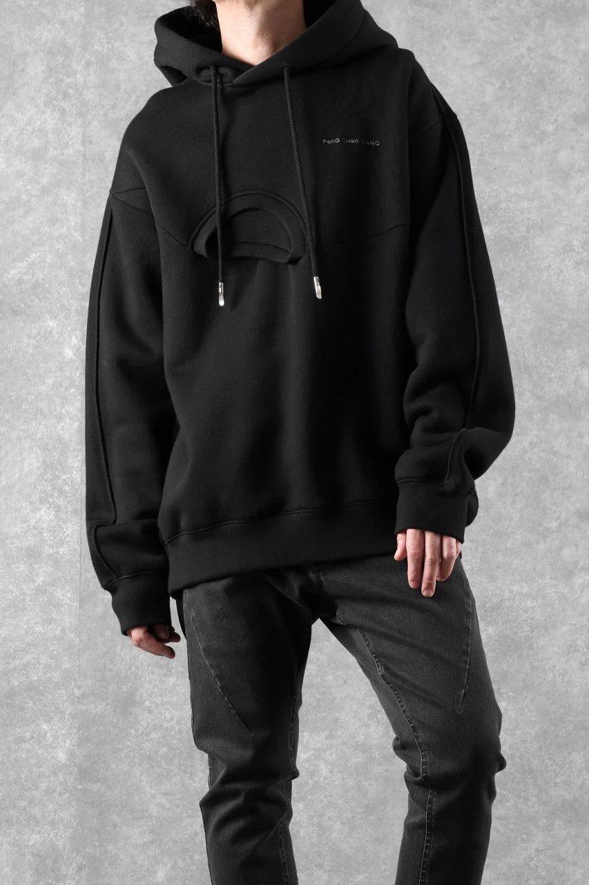 Feng Chen Wang 2 IN 1 HOODIE WITH FELTED BACKING (BLACK) - Image 18