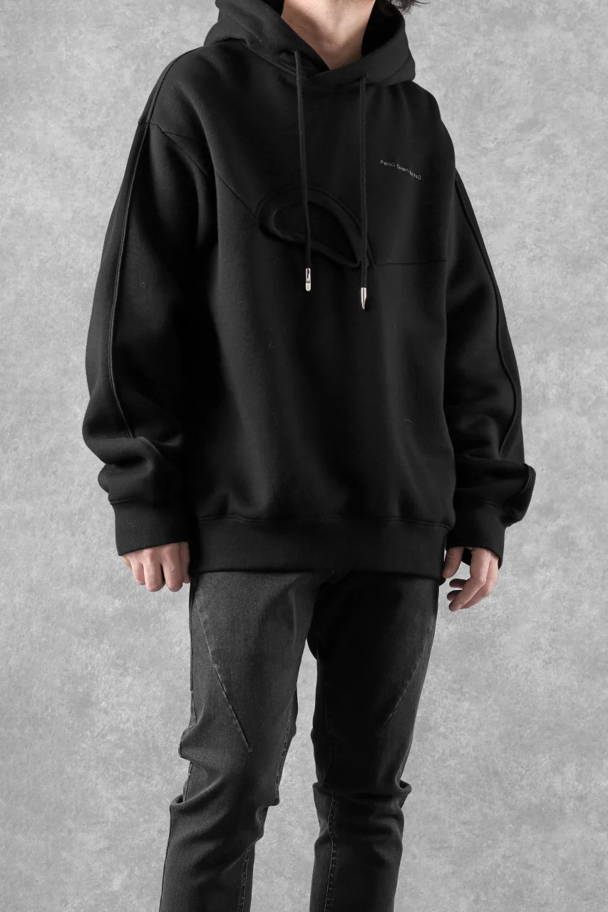Feng Chen Wang 2 IN 1 HOODIE WITH FELTED BACKING (BLACK) - Image 19