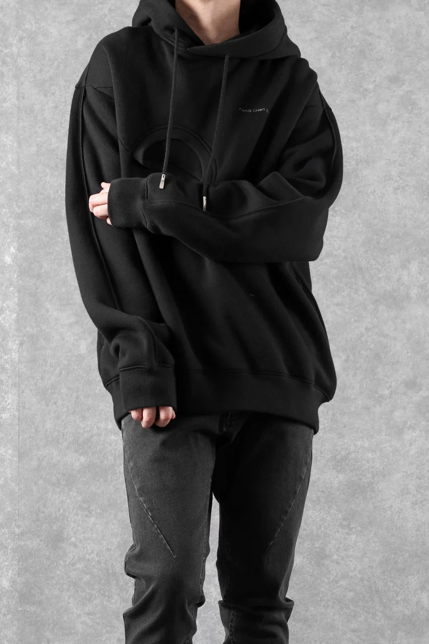 Feng Chen Wang 2 IN 1 HOODIE WITH FELTED BACKING (BLACK) - Image 20