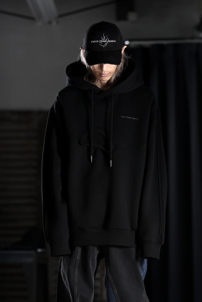 Feng Chen Wang 2 IN 1 HOODIE WITH FELTED BACKING (BLACK) - Image 23
