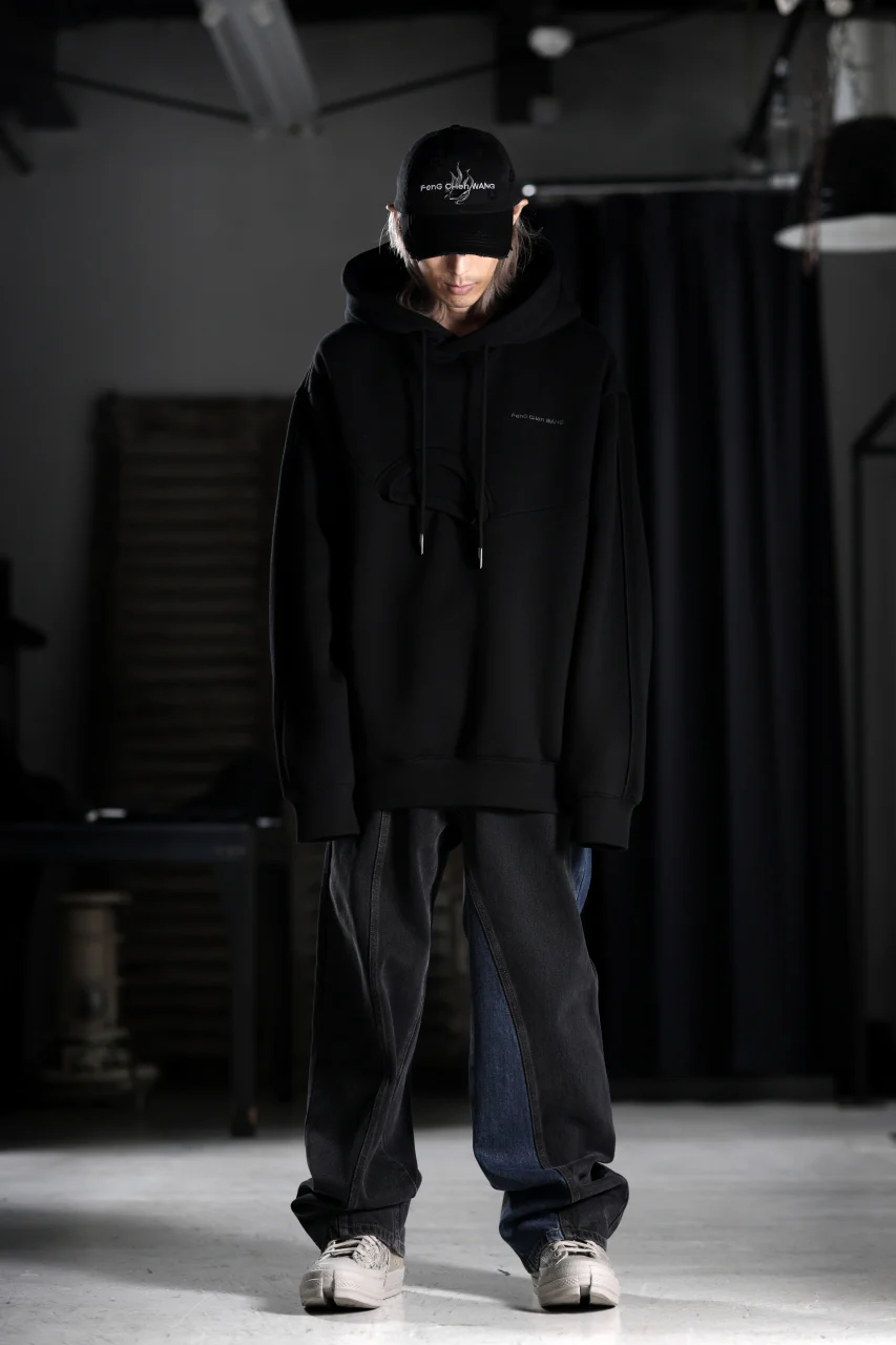 Feng Chen Wang 2 IN 1 HOODIE WITH FELTED BACKING (BLACK) - Image 25