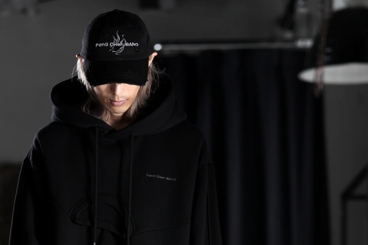 Feng Chen Wang 2 IN 1 HOODIE WITH FELTED BACKING (BLACK) - Image 28