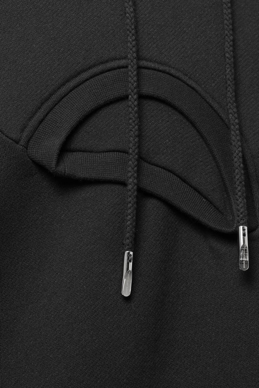 Feng Chen Wang 2 IN 1 HOODIE WITH FELTED BACKING (BLACK) - Image 8