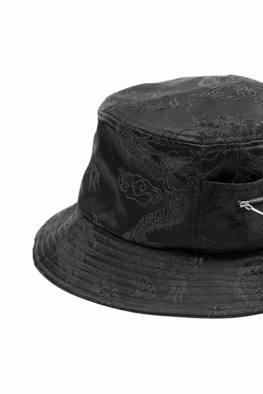 Feng Chen Wang BLACK DRAGON PATTERN SATIN BUCKET HAT (BLACK) - Image 10