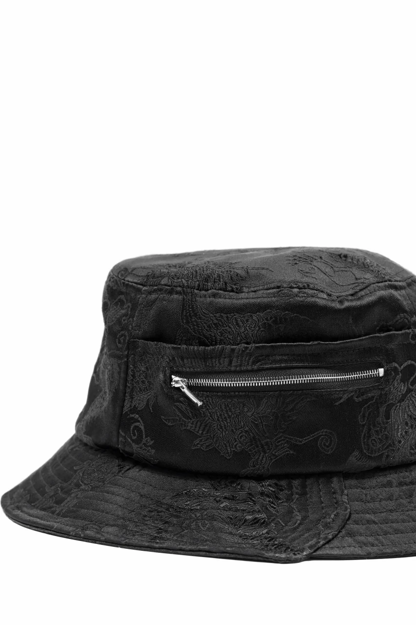 Feng Chen Wang BLACK DRAGON PATTERN SATIN BUCKET HAT (BLACK) - Image 11
