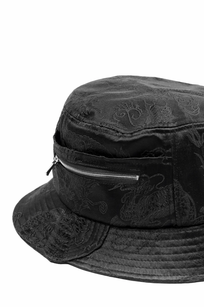 Feng Chen Wang BLACK DRAGON PATTERN SATIN BUCKET HAT (BLACK) - Image 12