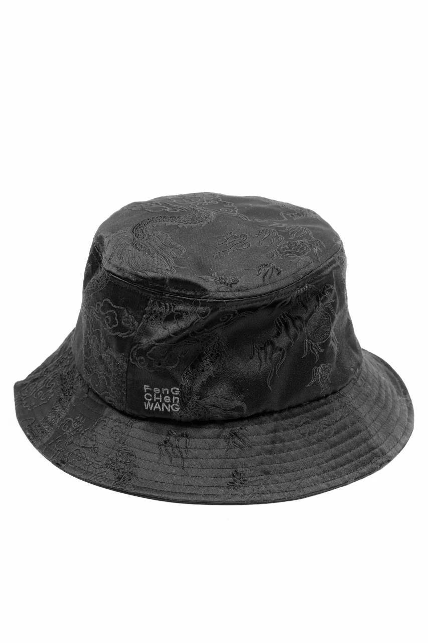 Feng Chen Wang BLACK DRAGON PATTERN SATIN BUCKET HAT (BLACK) - Image 4